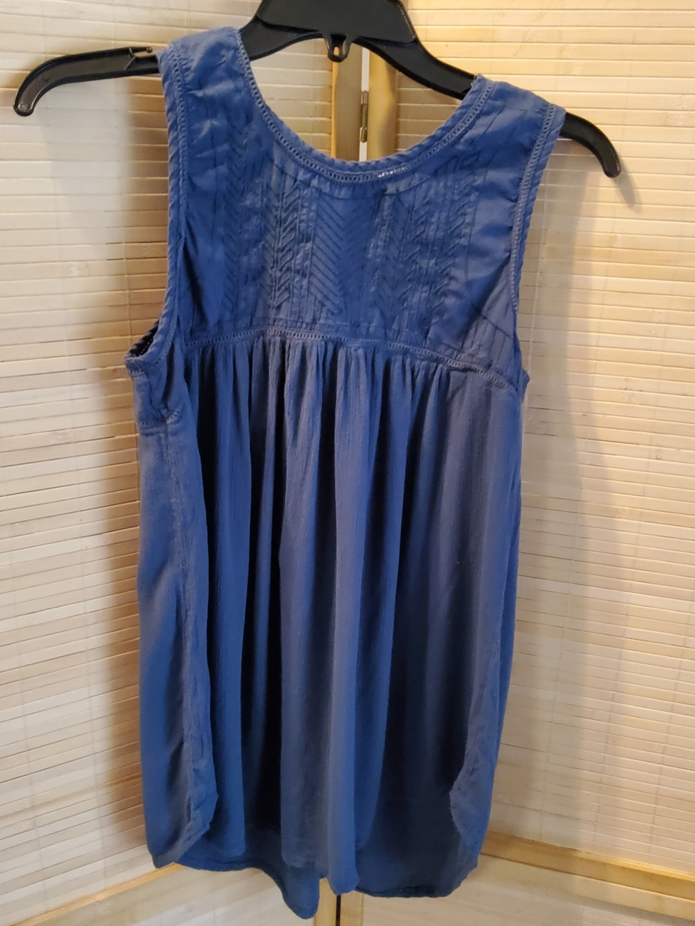 Japna Blue Sleeveless Pintuck Yoke Tank Top